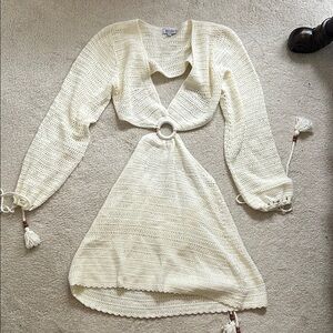 Beginning Boutique Cream Crochet Knit Dress